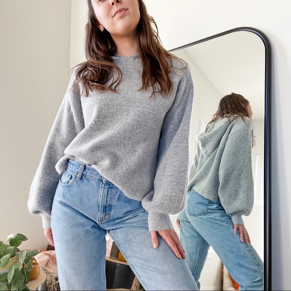 Brushed Knit Hooded Sweater